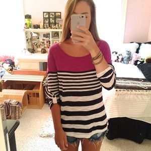 Navy/pink striped shirt