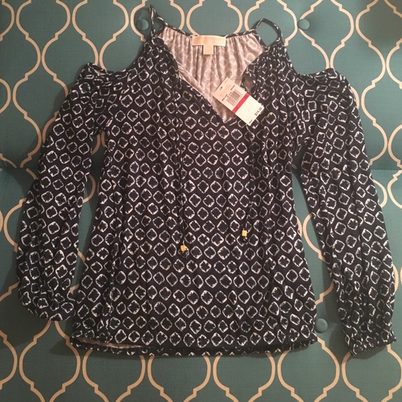 NEW Michael Kors cold shoulder peasant blouse