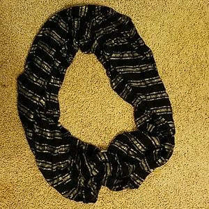 Black and gold striped infinity scarf
