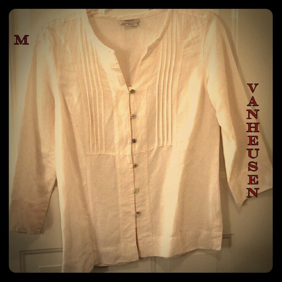 💲BIG price ⬇ 🔱Crisp white linen dressy blouse🔱