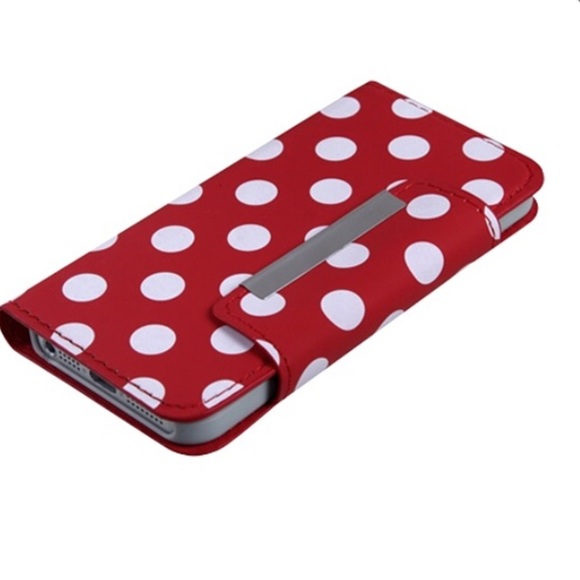 Red and white polka dot wallet iPhone 5/5s case