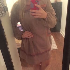West 36 Brown/taupe long sleeve dress