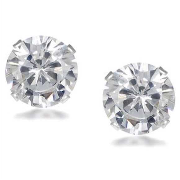 5 ⭐️Stud earring sterling silver cubic zirconia 8m - Picture 3 of 4