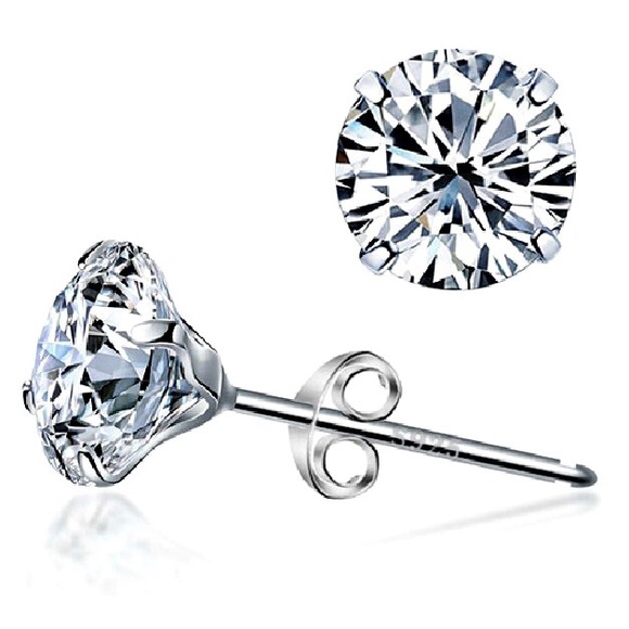 5 ⭐️Stud earring sterling silver cubic zirconia 8m - Picture 4 of 4