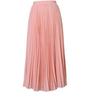 Peach Pink Pleated Maxi Skirt