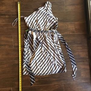 Silk Theory one shoulder mini dress with belt