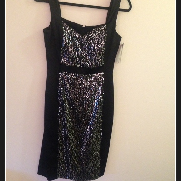 Black Satin & Sequin Dress - Picture 1 of 4