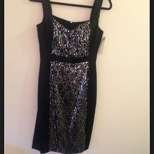 Black Satin & Sequin Dress