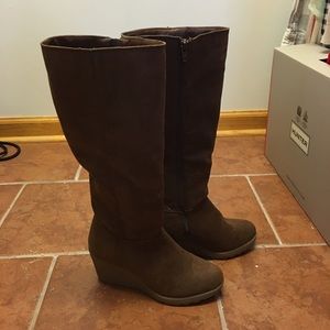 Brown Wedge Boots by Bass
