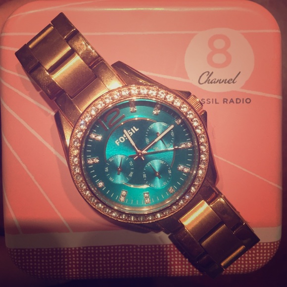 Fossil Women's Watch - Turquoise Dial Rose Gold