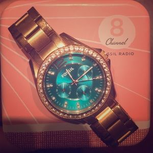 Fossil Women's Watch - Turquoise Dial Rose Gold