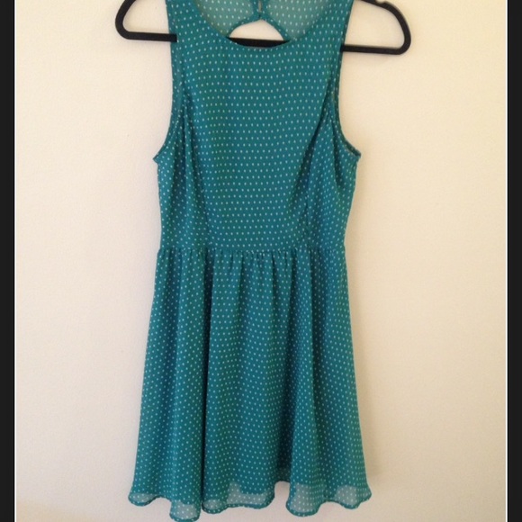 Blue & White Polka Dot Dress with Open Back - Picture 1 of 4