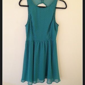 Blue & White Polka Dot Dress with Open Back