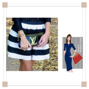 Stylish White &  Black A-line Skirt