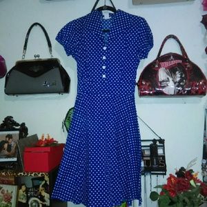 Blue and White Polka Dot Dress