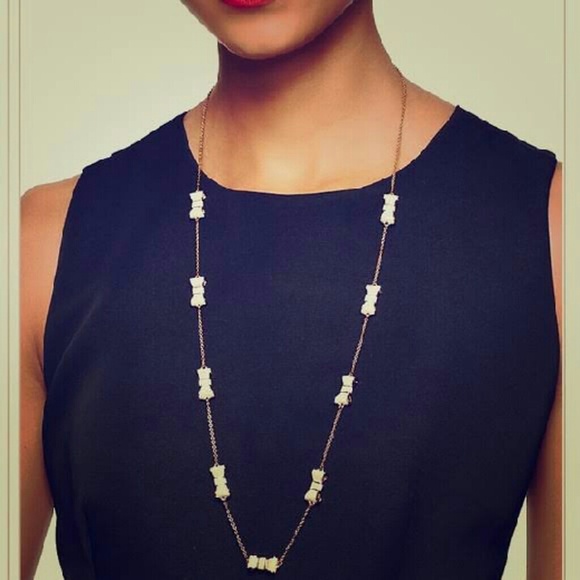 Kate spade bow necklace white & gold