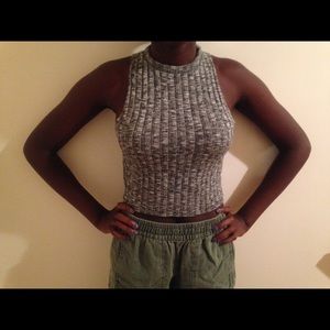 Grey turtle neck crop top