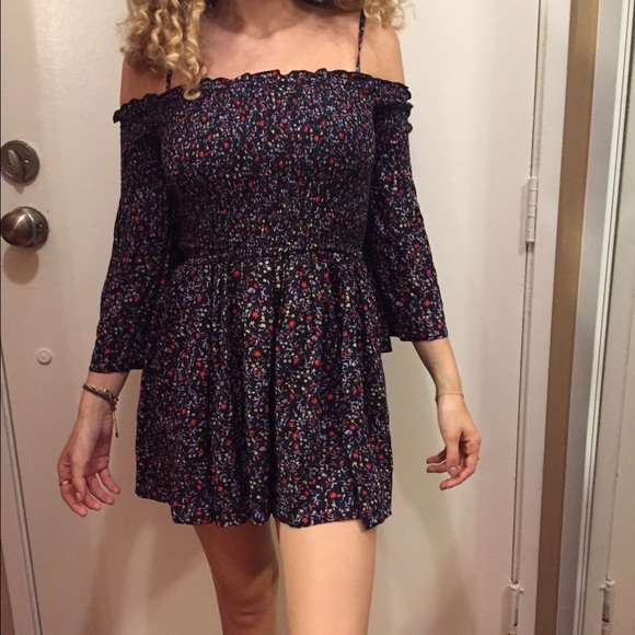 Bell sleeve smocked romper