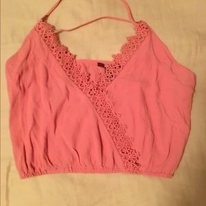 Women's floral lace lined crop top