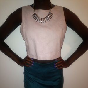 Soft pink faux leather crop top