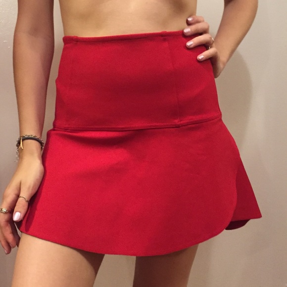 Red mini skirt