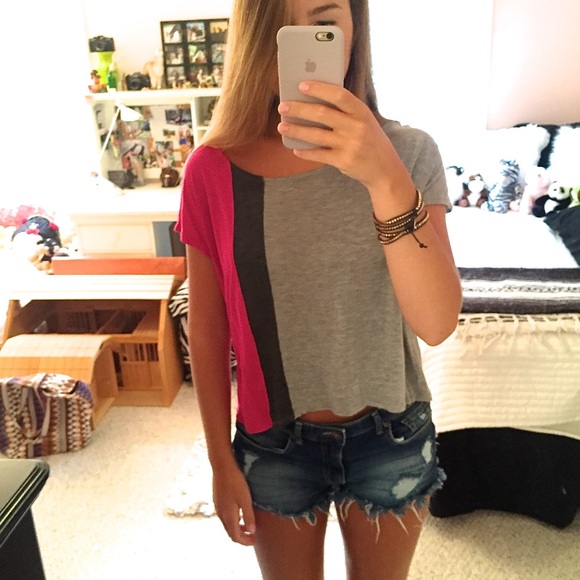 Pink and grey striped shirt
