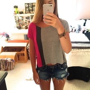 Pink and grey striped shirt