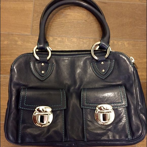 Authentic Blue Marc Jacobs Leather Satchel/Tote