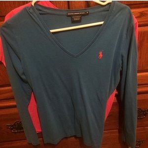 Long Sleeve Blue Polo Shirt