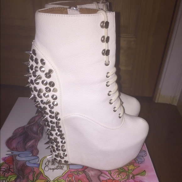 Jeffrey Campbell platform heels white studded