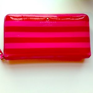 Kate spade pink striped patent leather-wallet