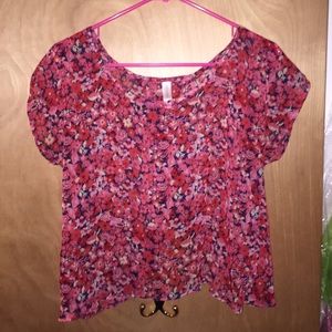 Floral sheer crop top with open back