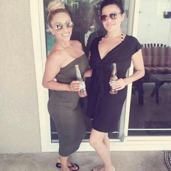 Strapless women summer tube midi dress - Picture 3 of 3