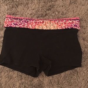 2 Pairs of VS Fold Over Multi Colored Yoga Shorts