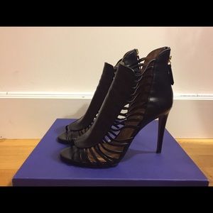 AQUAZZURA follow me cage leather strappy heels