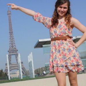 One shoulder floral dress