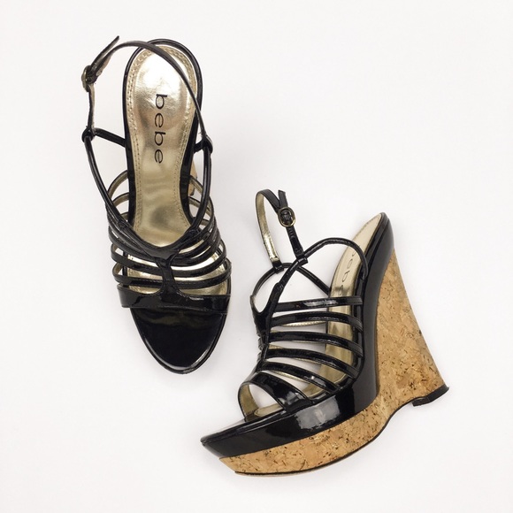 bebe Open Toe Platform Pre Owner Size 5 or 5.5 US - Picture 2 of 4