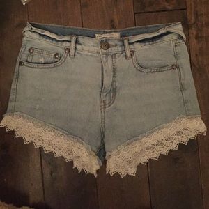 Free People High-Waisted Lace Shorts