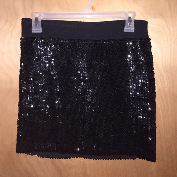 Black sequin mini skirt