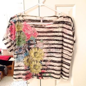 Floral and striped crop top