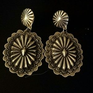 Native American concho etched earrings