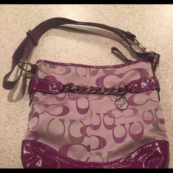 Coach purple and beige purse