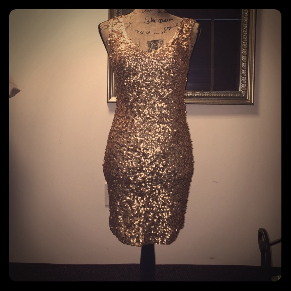 Medium Amber Blue Gold Sequin Dress