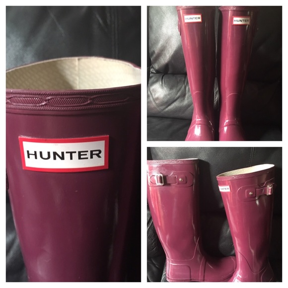 Hunter rain boots size 10 euc plum-burgundy color