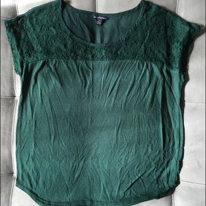 Mixed Fabric, Forest Green Blouse