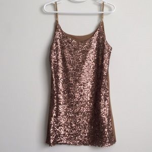 Cute shiny sequin bronze color one size party top