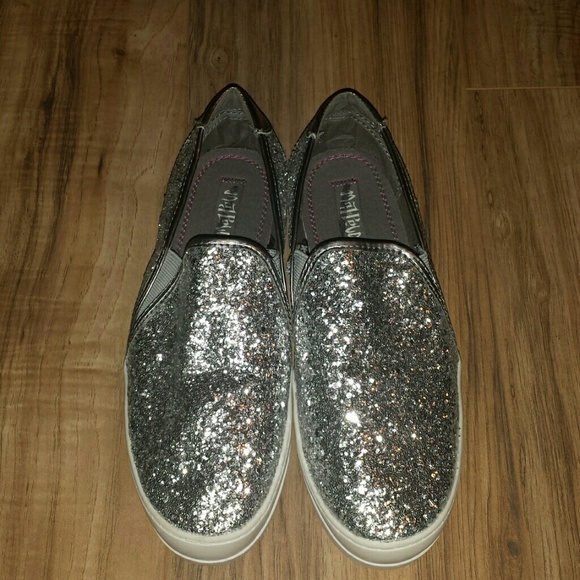 Glittered slip on shoes