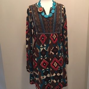 Long sleeve knit boho dress