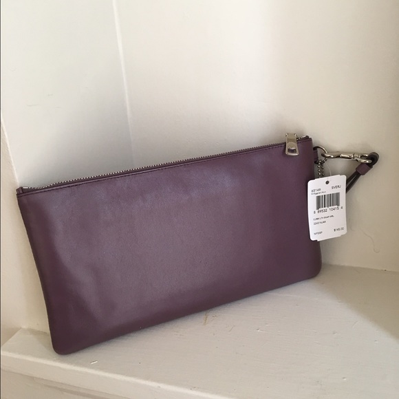 Coach Brown/eggplant leather snap wristlet NWT - Picture 4 of 4