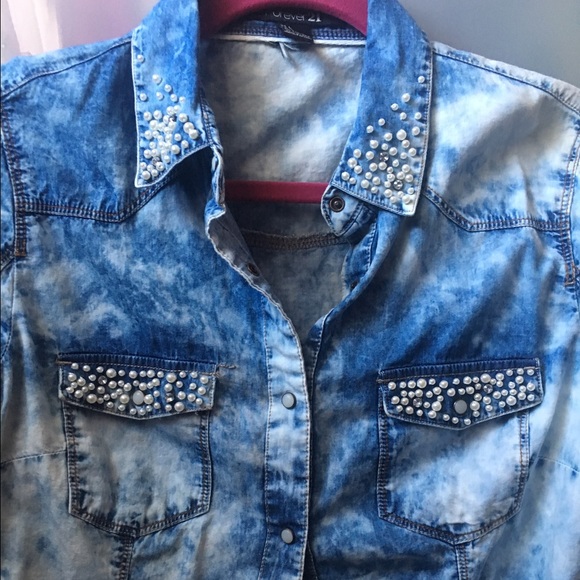rhinestone denim shirt